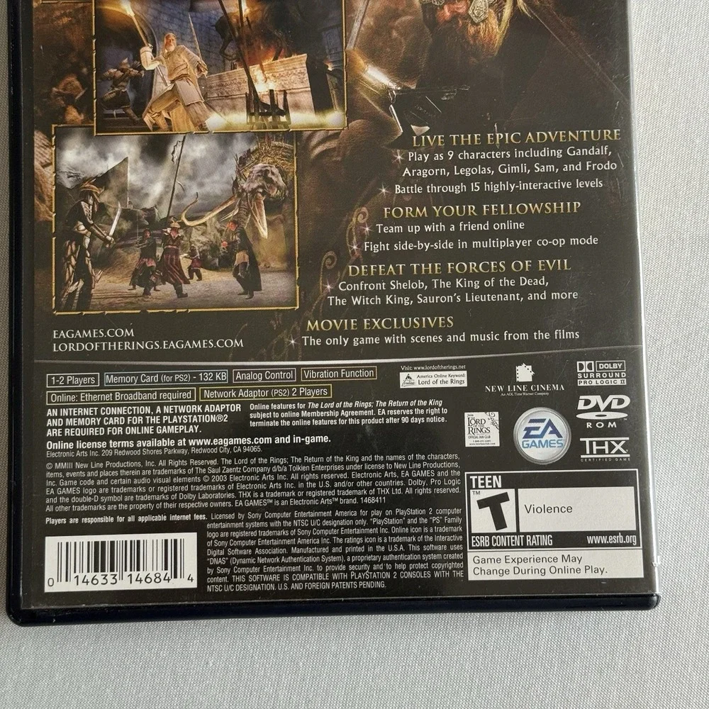 Lord of the Rings Return of the King Sony‎ Playstation 2 PS2 2003 CIB Video Game